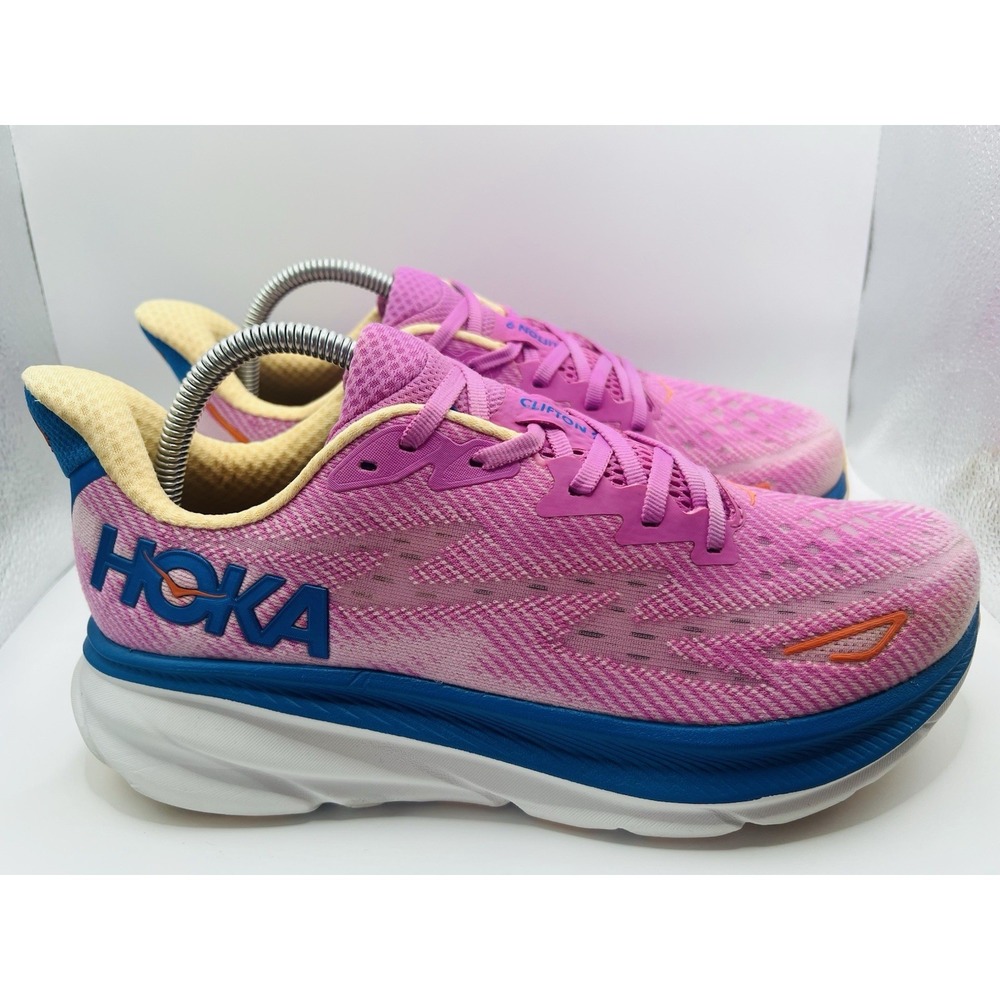 Hoka One One Women's Pink Running Sneakers with Blue Midsole - Picture 2 of 11
